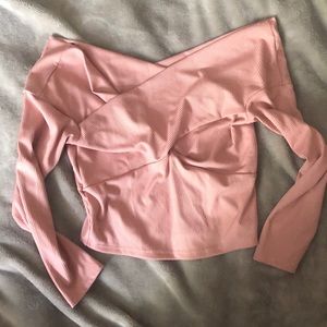 Cute pink off-the-shoulder top